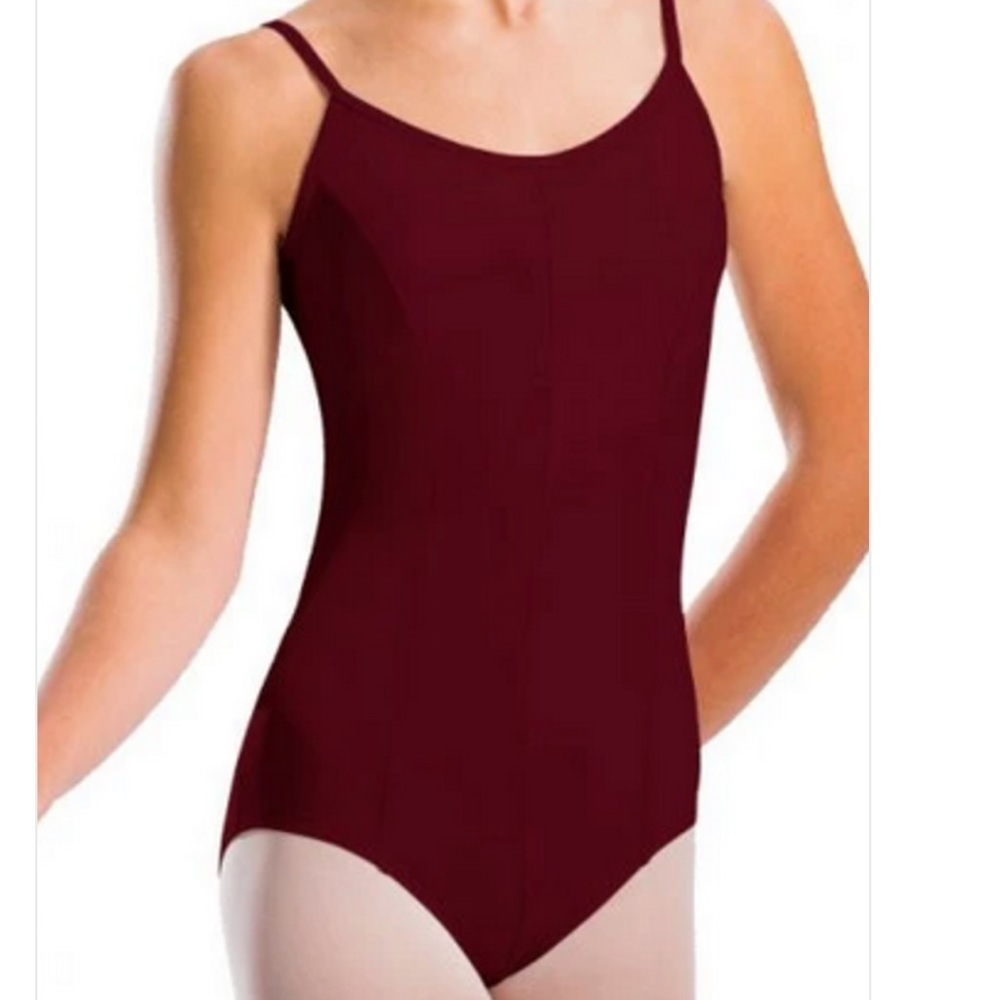 NWT Motionwear Princess and Center Seam Camisole Leotard Maroon Size Large